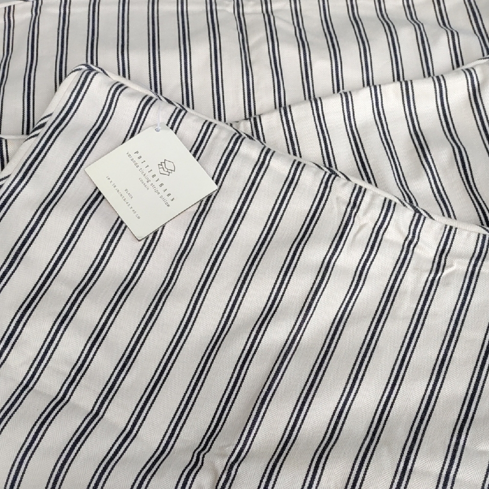 Two Pottery Barn Black and White Striped Accent Pillow Covers